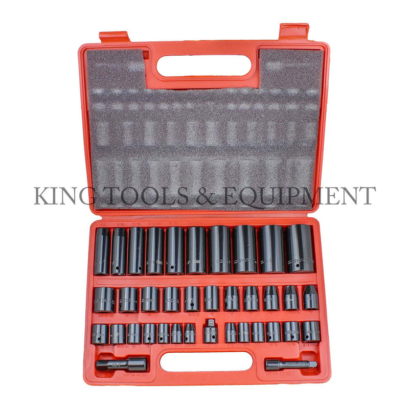KING 32-pc 3/8" and 1/2" Dr. IMPACT SOCKET SET w/ Blow Case, SAE and Metric