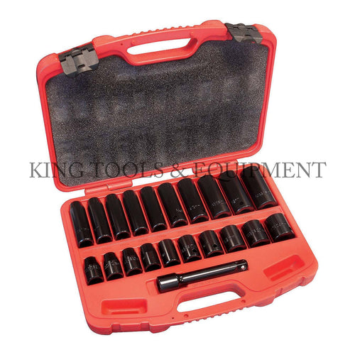 KING 22-pc 1/2" Dr. DEEP and SHALLOW SOCKET SET w/ Blow Case, Metric