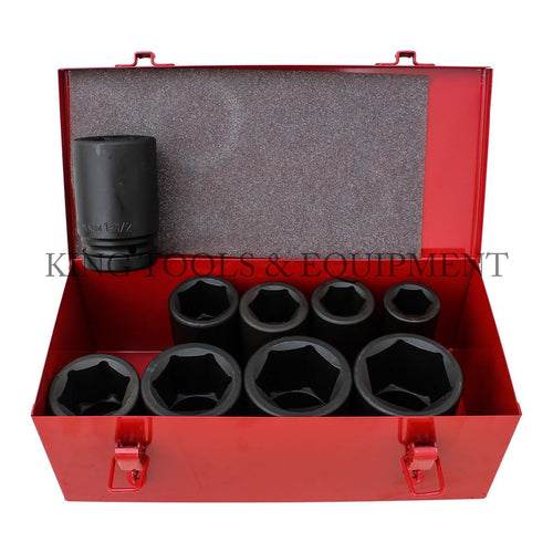 KING 10-pc 1" Dr. DEEP IMPACT SOCKET w/ Metal Case