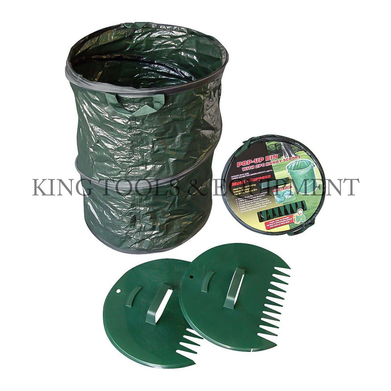 KING 3-pc 22 Gal. Gardening POP-UP BIN w/ Handy Scoops