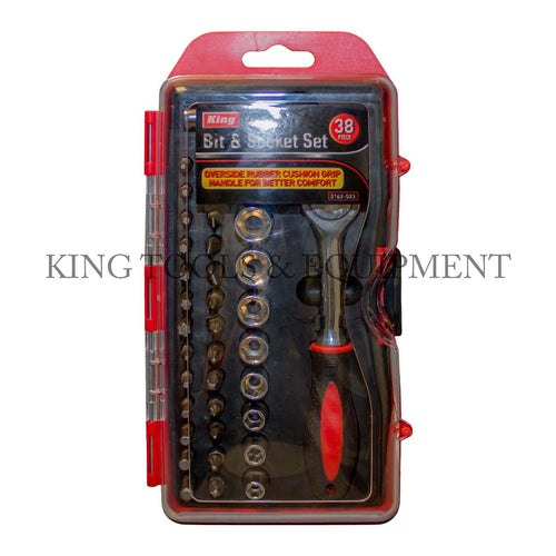 KING 38-pc Compact BIT & SOCKET SET w/ Ratchet Handle & Case