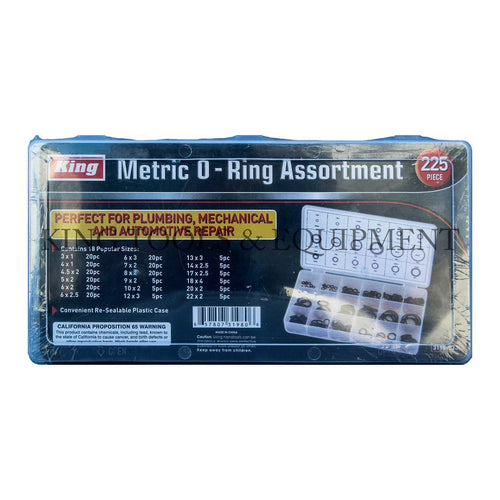 KING 225-pc O-RING ASSORTMENT, METRIC