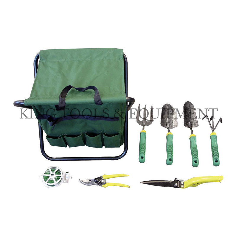 KING Complete GARDENING TOOL SET w/ Foldable Chair