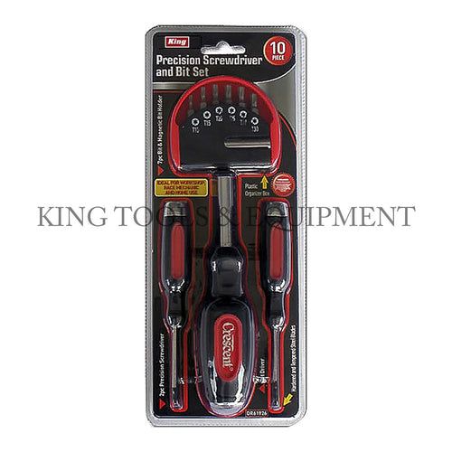 KING 10-pc Precision SCREWDRIVER and BIT SET w/ Handle