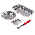 3514-0 - 4-PC MAGNETIC TRAY & TOOL SET, 1PC ROUND, 2PC RECTANGLE, 1PC 15 LBS PICK UP TOOL