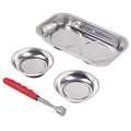 3515-0 - 4-PC MAGNETIC TRAY & TOOL SET, 2 ROUND, 1 RECTANGLE, 1 PICK UP TOOL