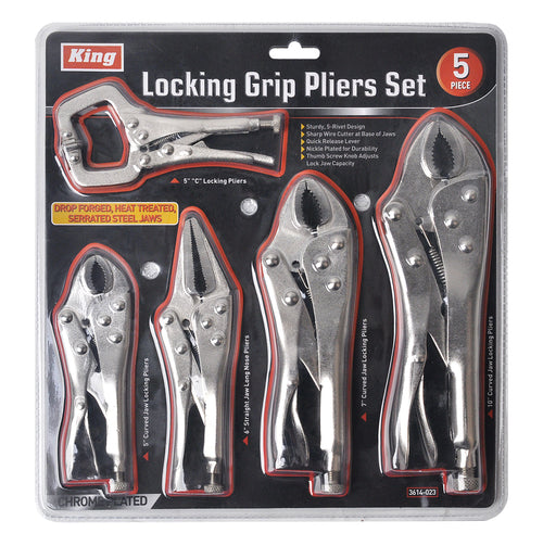 5-pc Assorted LOCKING GRIP PLIERS SET - 3614-0