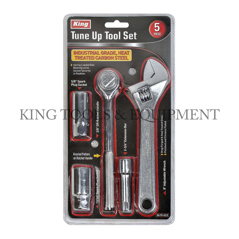 KING 5-pc Assorted TUNE UP TOOL SET w/ Wrench + Spark Plug + Ratchet Handle
