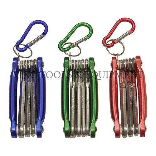 KING Folding Pocket HEX KEY WRENCH SET (Hex + Torx + Ball End) w/ Key Chain