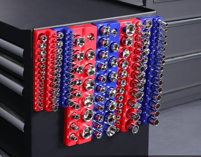 WORKPRO Magnetic Socket Organizer Set – 3-Pack – 1/4, 3/8, 1/2 Inch Drive